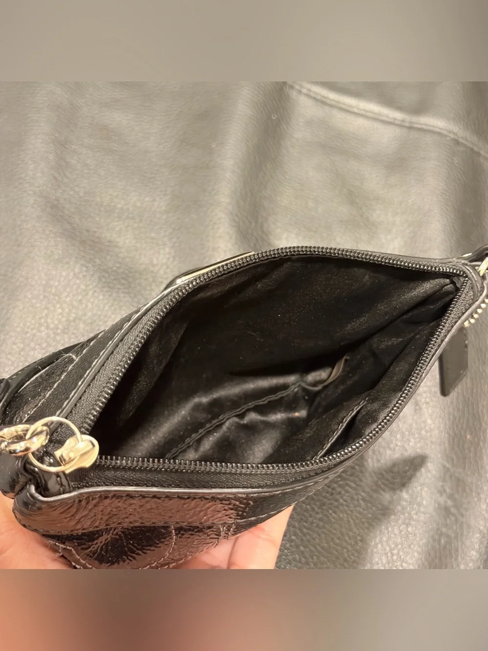Coach Vintage y2k Black Patent Signature Wristlet / Pouch